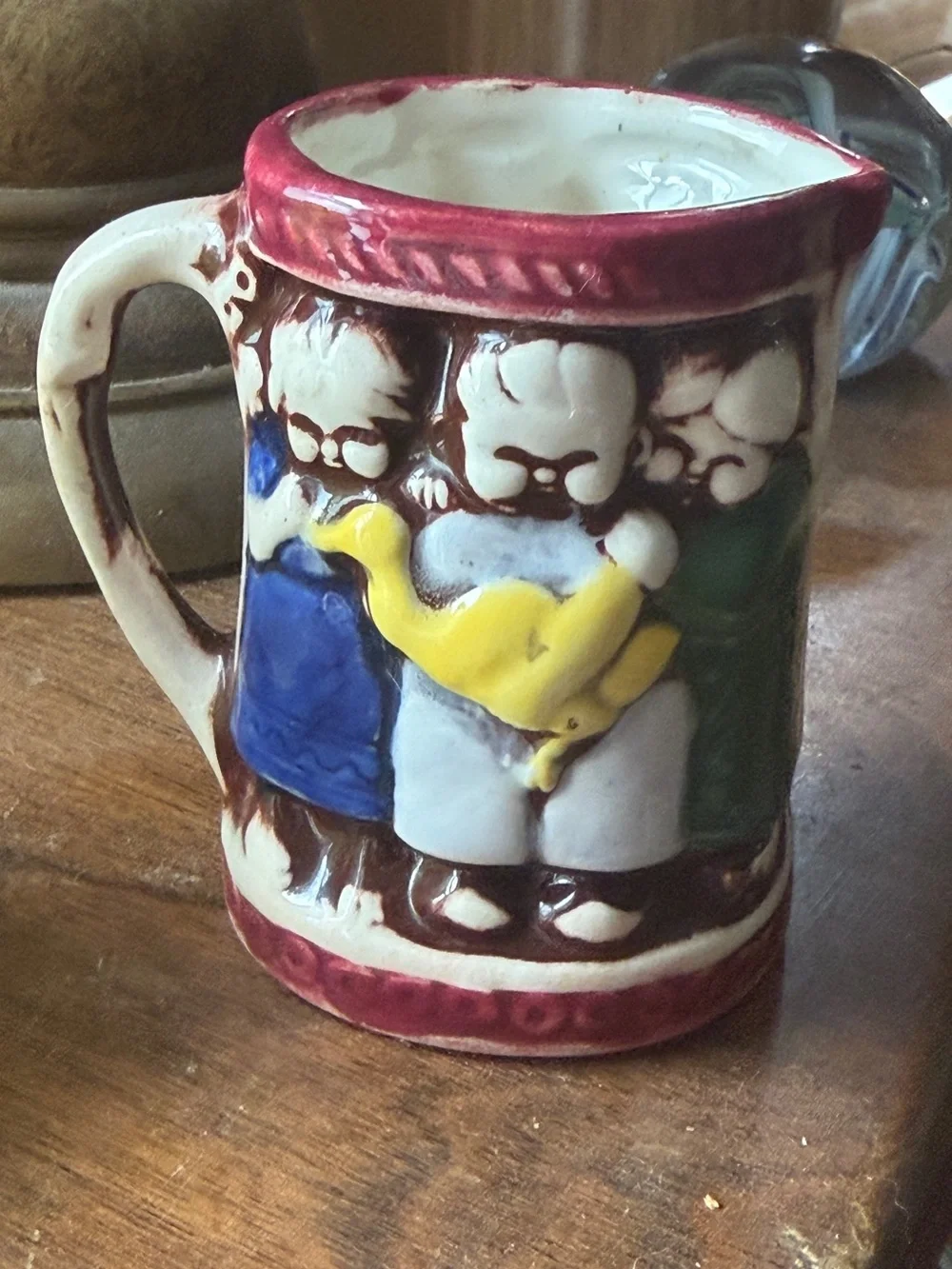 Antique Ugly Buddha Figural Mini Toby Mug Asian Porcelain
